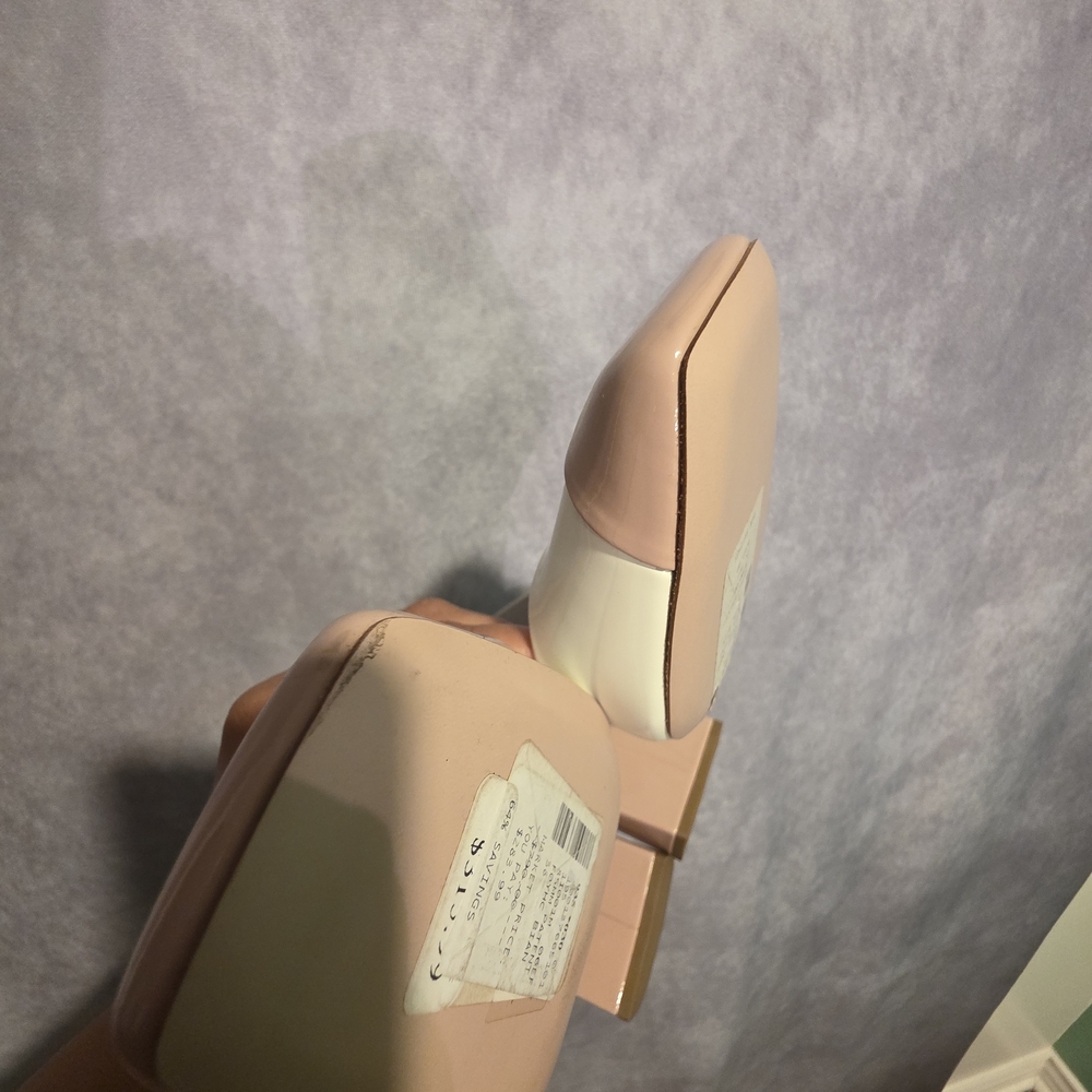 Prada Women's Cream and Blush Cap-Toe Patent Leather Flats - Picture 10 of 12